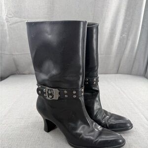 Harley Davidson Heeled‎ Boots Black Genuine Leather Women's Size 6.5